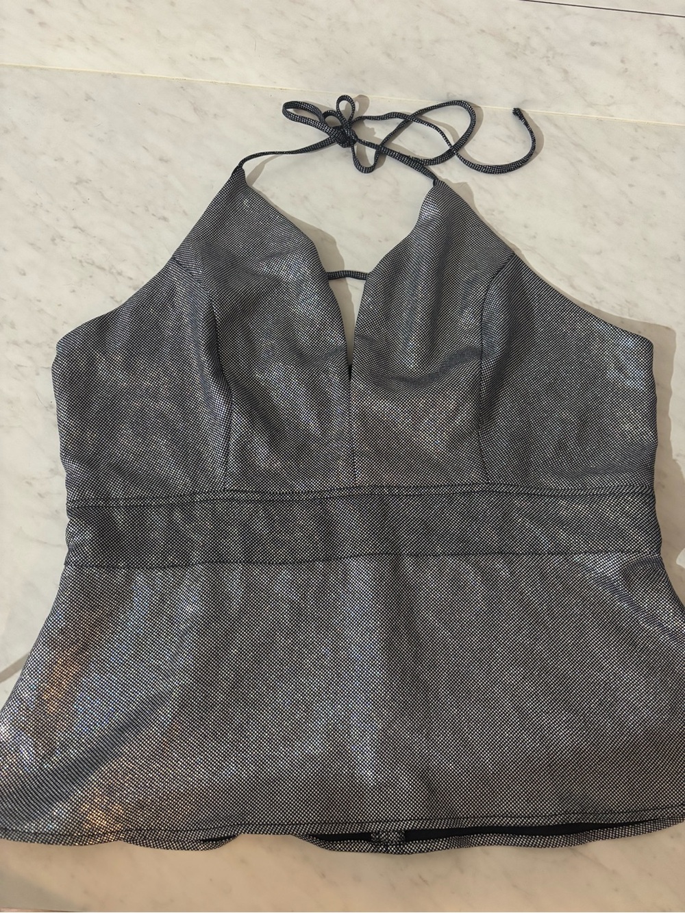 Express Metallic Halter Top - Silver